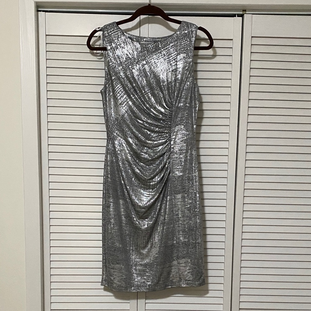 Calvin Klein Metallic Silver Mini Dress